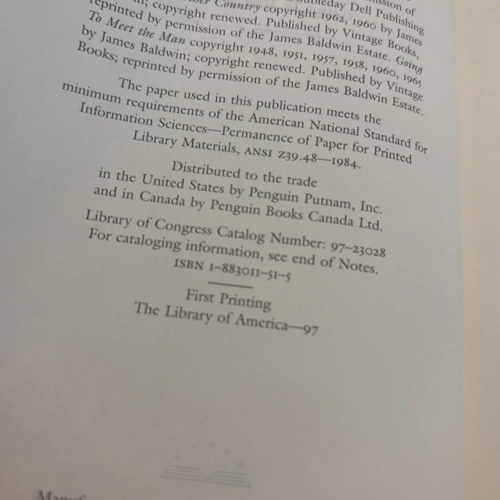 LIBRARY OF AMERICA JAMES BALDWIN EARLY NOVELS & STORIES FIRST EDITION